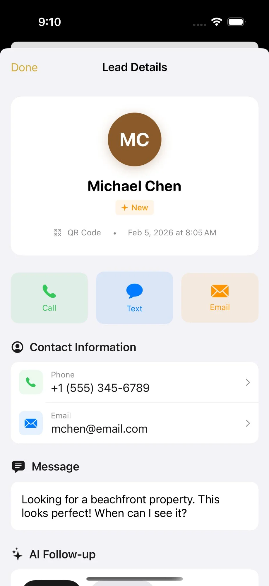 Lead Details & Contact